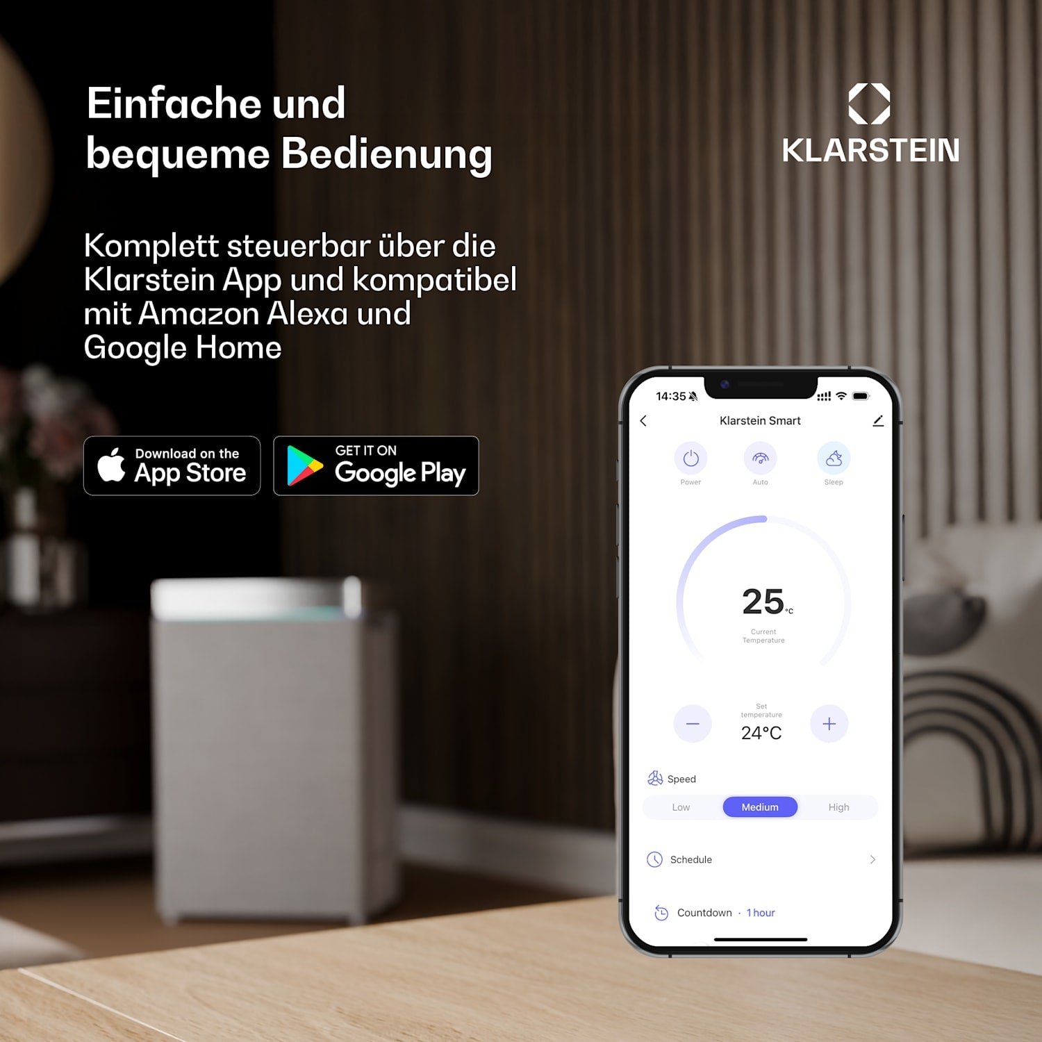 Klarstein AireLux Smart 14000 BTU Mobile Klimaanlage R290 App 65m² Dunkelgrau – Bild 4