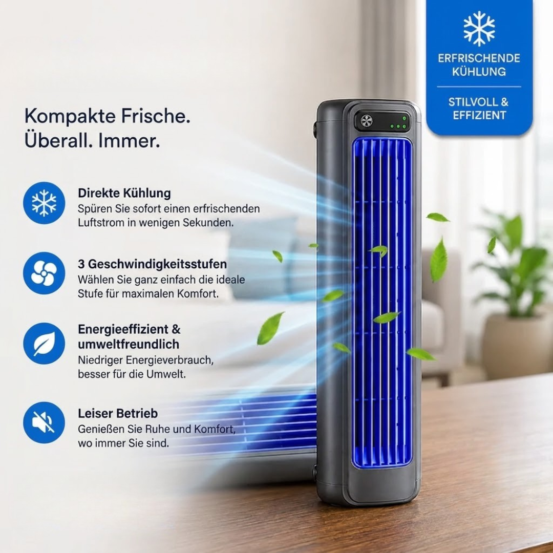 Smart Table Cooler Mobiler USB-Luftkühler mit Akku, LED-Display, leise, für Büro & Reise