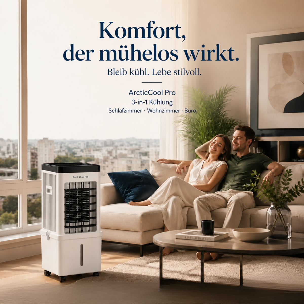 ArcticCool Pro Mobiler Luftkühler ohne Abluftschlauch, 15 L Tank, Eiskühlung, 3-in-1 mit Fernbedienung – Bild 6
