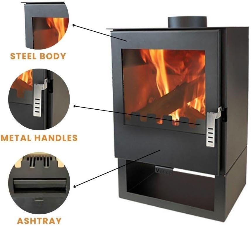 Verso 3 Kaminofen 5 kW – Holzofen mit Sichtscheibe, EEK A+, BImSchV Stufe 2, Schwarz – Bild 3