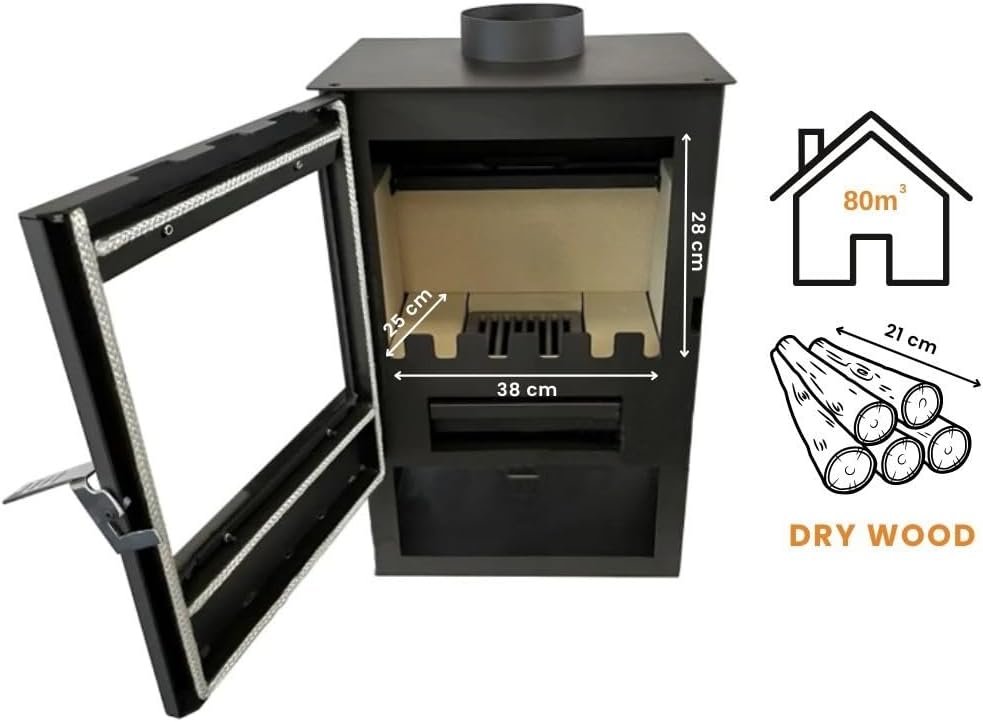 Verso 3 Kaminofen 5 kW – Holzofen mit Sichtscheibe, EEK A+, BImSchV Stufe 2, Schwarz – Bild 5