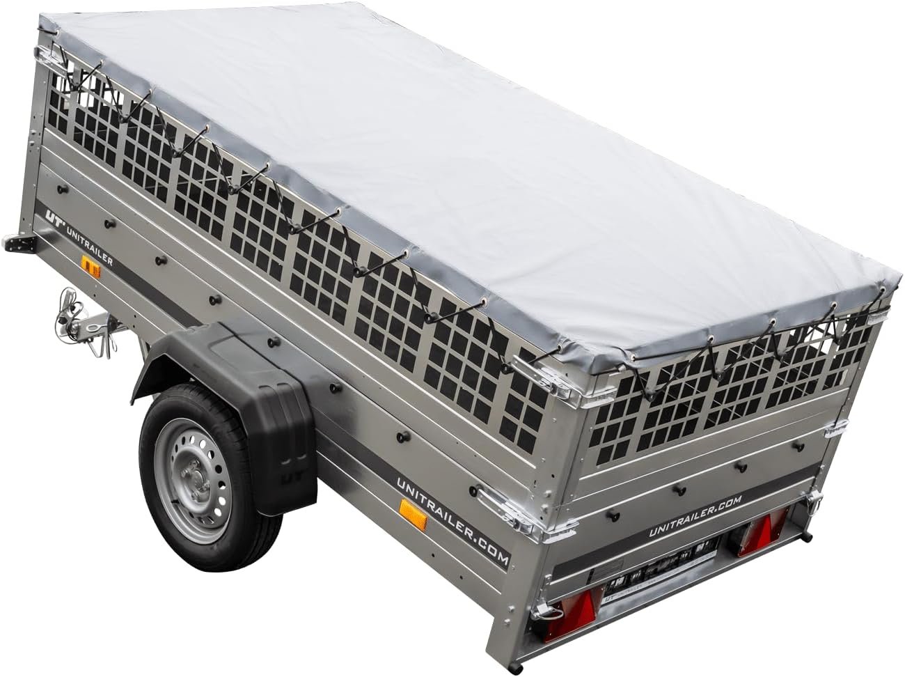 UNITRAILER Garden Trailer 230 KIPP Breit – Anhänger mit Stützrad, Gitterwänden & Flachplane, 2304×1256 mm, 750 kg zGG – Bild 3