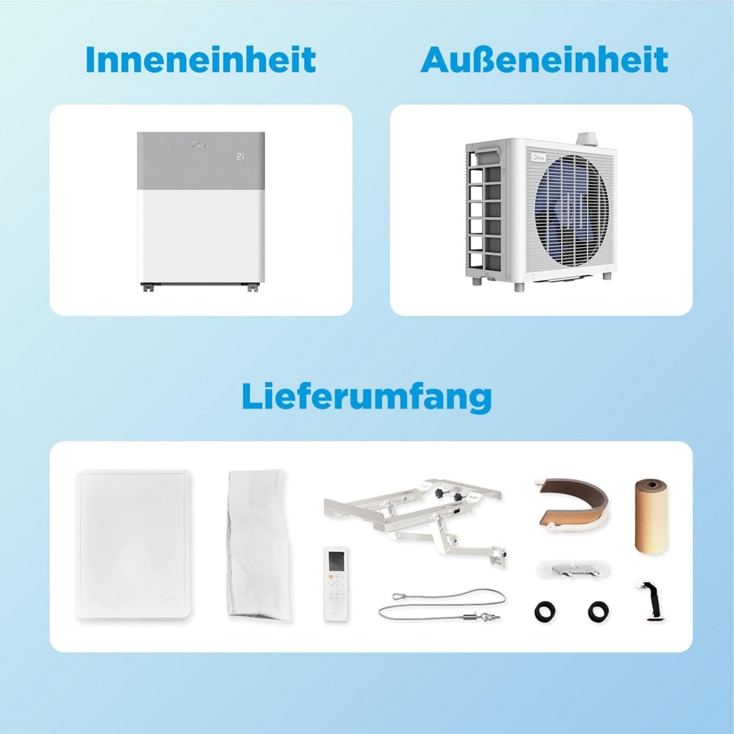 Midea Portasplit Cool Mobile Klimaanlage, nur Kühlung, A++, 8.000 BTU (2,35 kW) – Bild 7