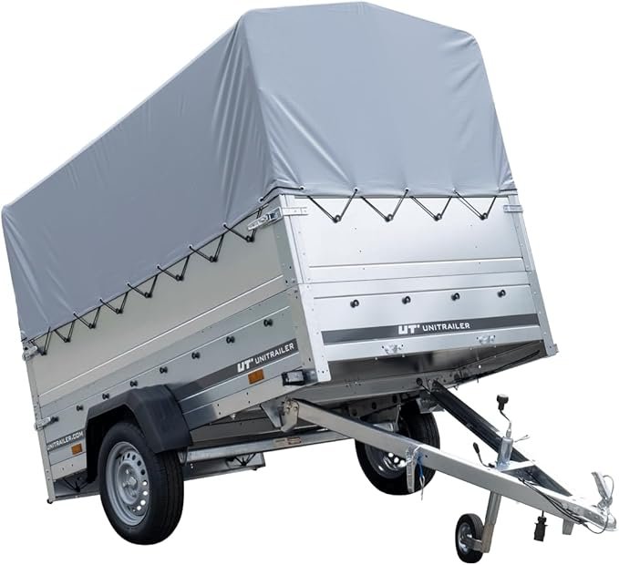 UNITRAILER Garden Trailer 230 KIPP – Anhänger mit Stützrad, 110 cm Hochplane & Hochspriegel, 2304×1256 mm, 750 kg zGG