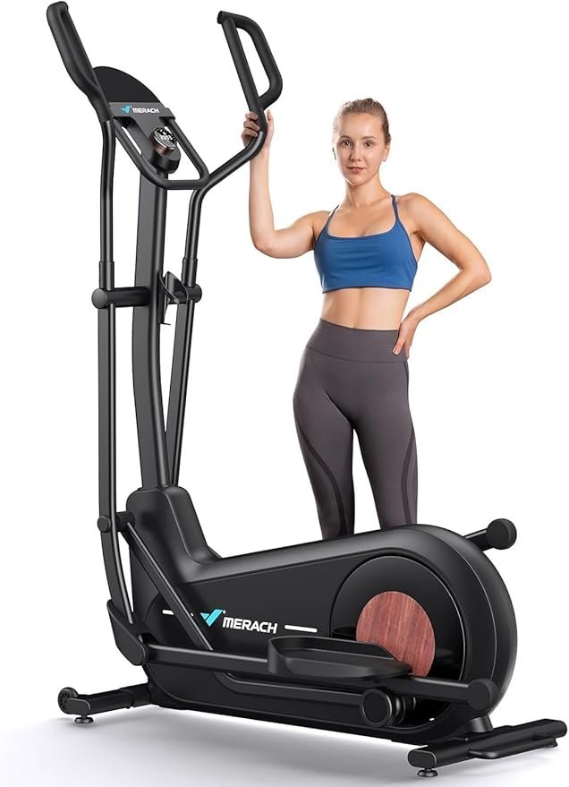 MERACH E27B1 Crosstrainer selbstversorgend, 47 cm Schrittlänge, 16 Magnetstufen, bis 180 kg, Schwarz – Bild 9