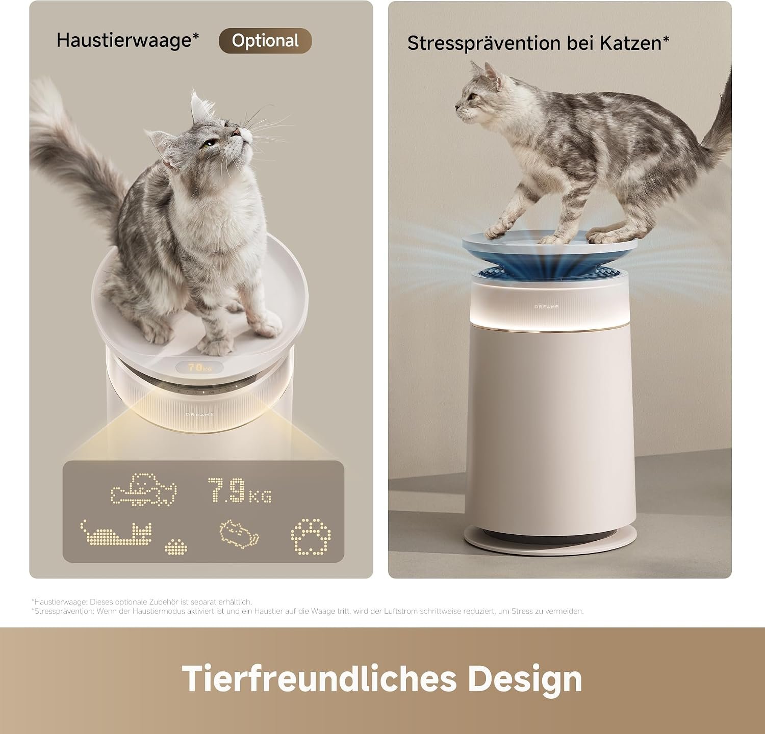 Dreame FP10 Luftreiniger mit HEPA-Filter & Walzen-Selbstreinigung, ideal bei Tierhaaren, Gold – Bild 8