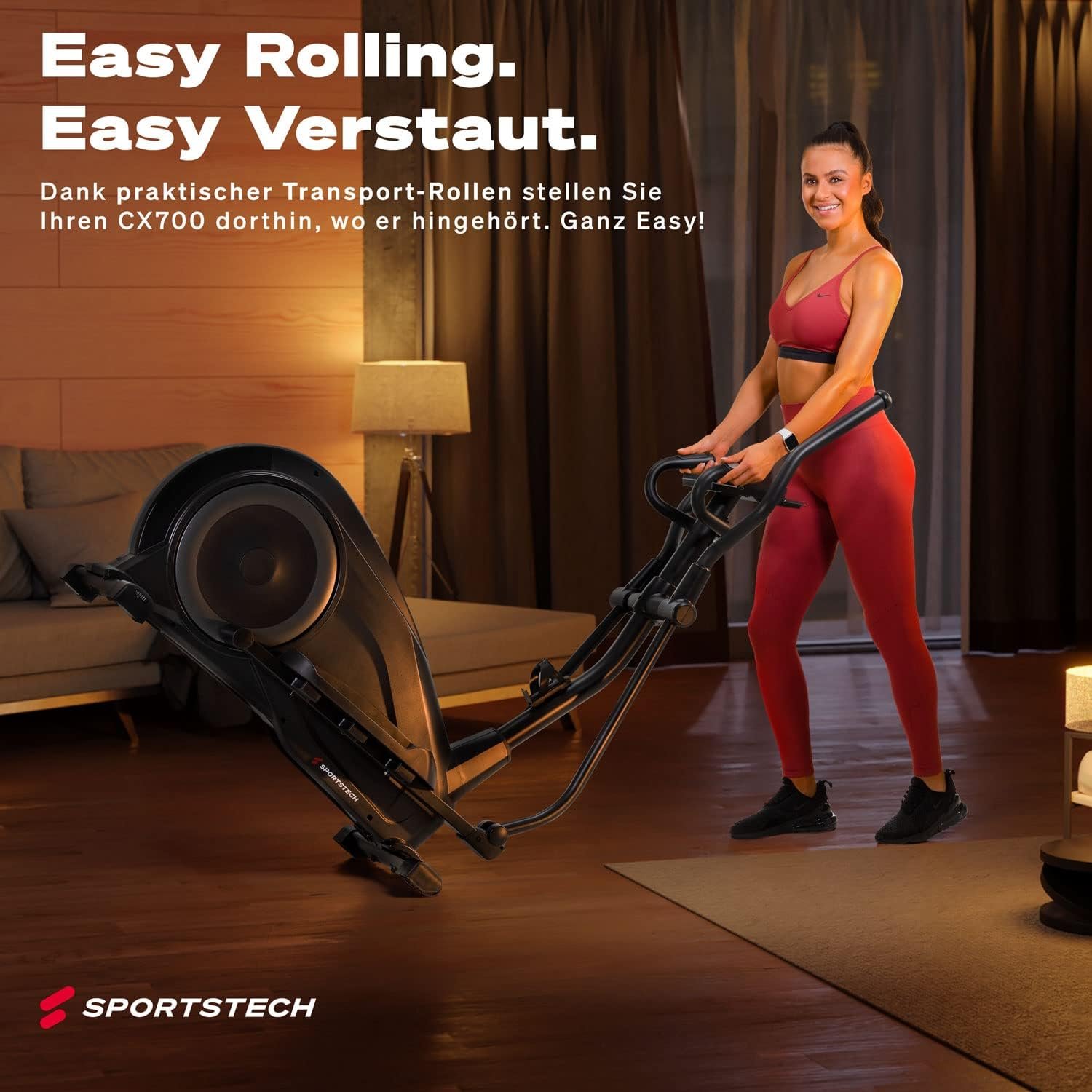Sportstech CX700 Crosstrainer 24 kg Schwungmasse, 24 Widerstandsstufen, Bluetooth, Schwarz – Bild 6