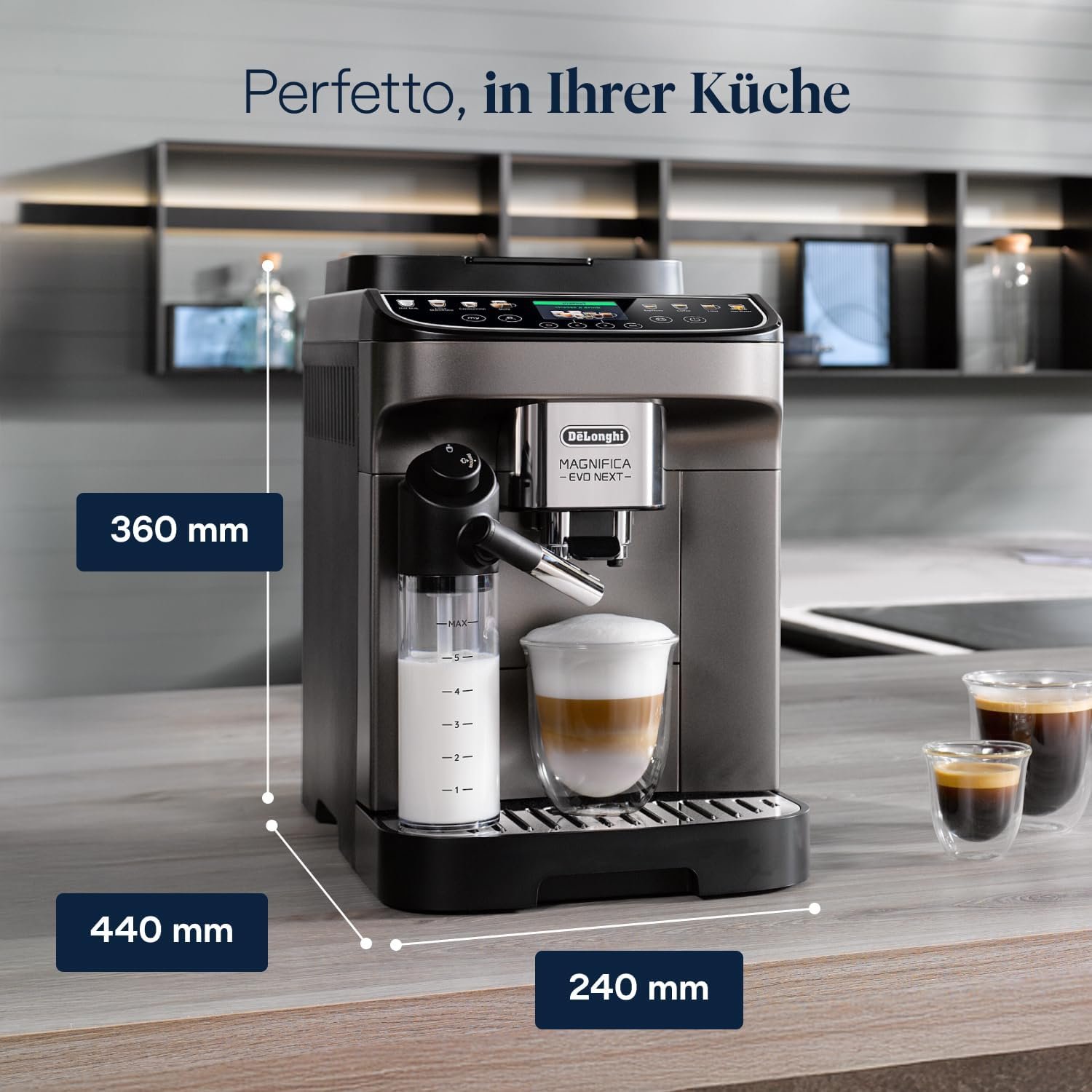 De’Longhi Magnifica Evo Next ECAM312.80.TB Kaffeevollautomat mit LatteCrema Milchsystem, 13 Getränke, Titan – Bild 8