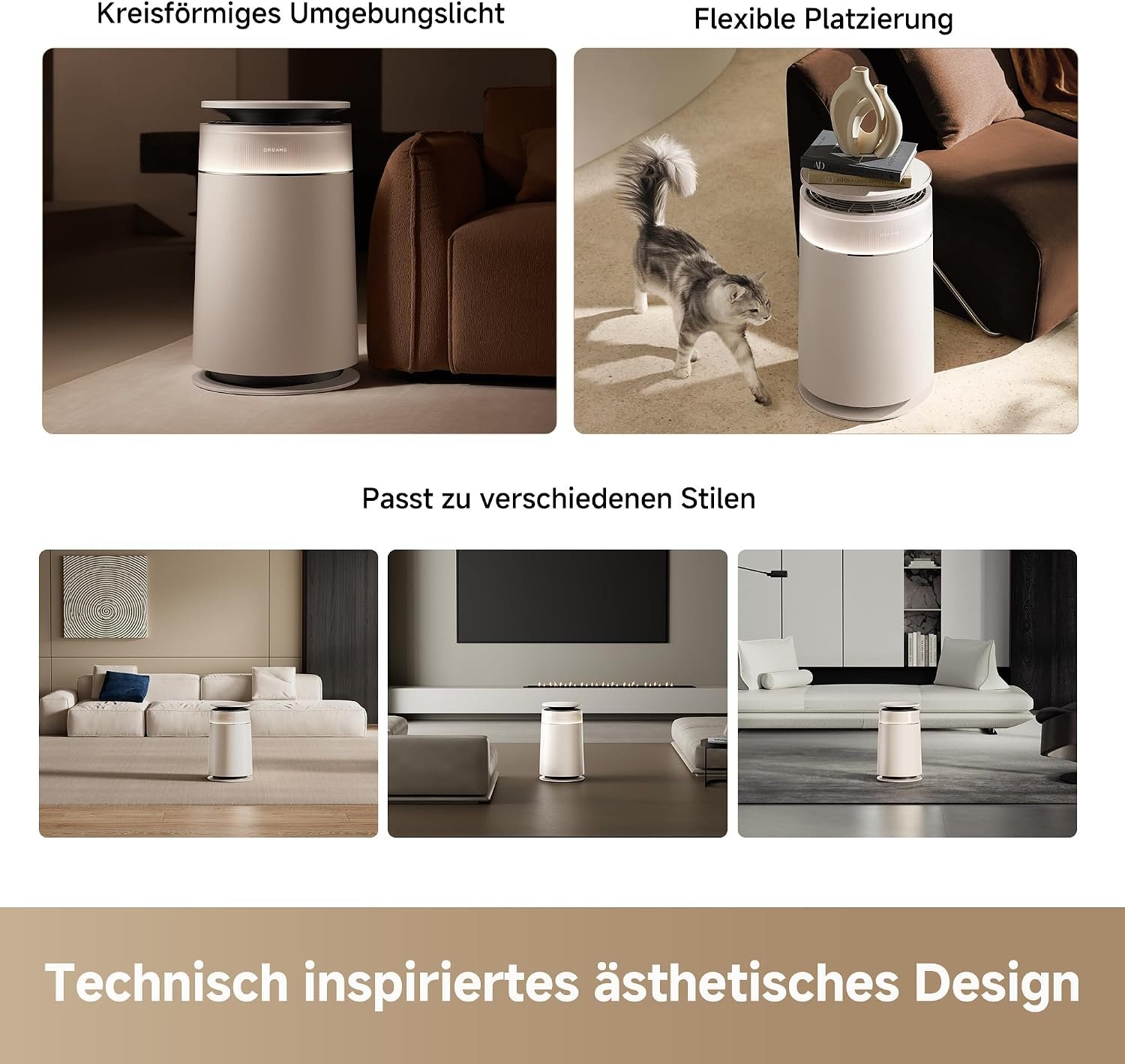 Dreame FP10 Luftreiniger mit HEPA-Filter & Walzen-Selbstreinigung, ideal bei Tierhaaren, Gold – Bild 9
