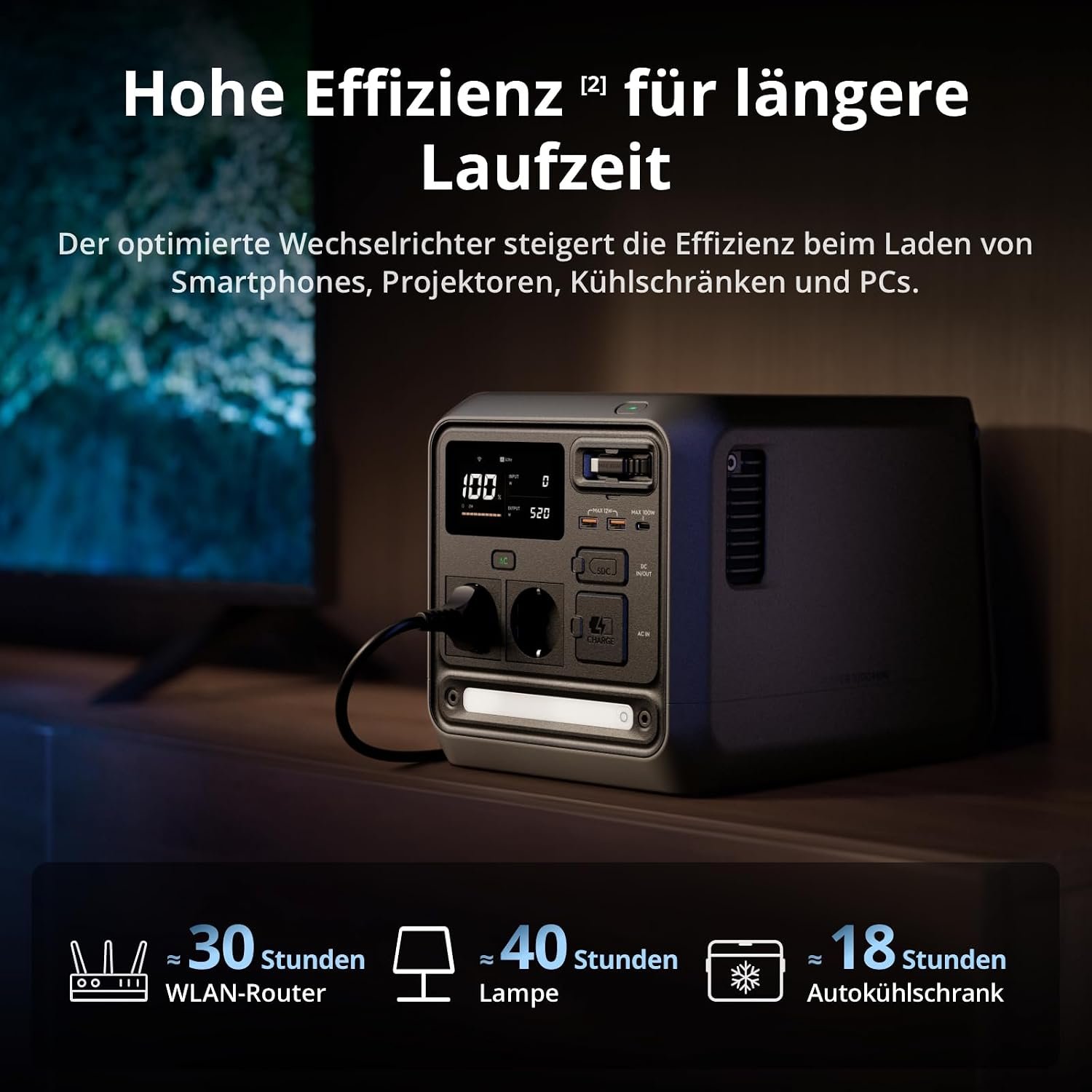 DJI Power 1000 Mini Tragbare Powerstation 1008 Wh, 1000 W, LFP-Akku, Schwarz – Bild 4
