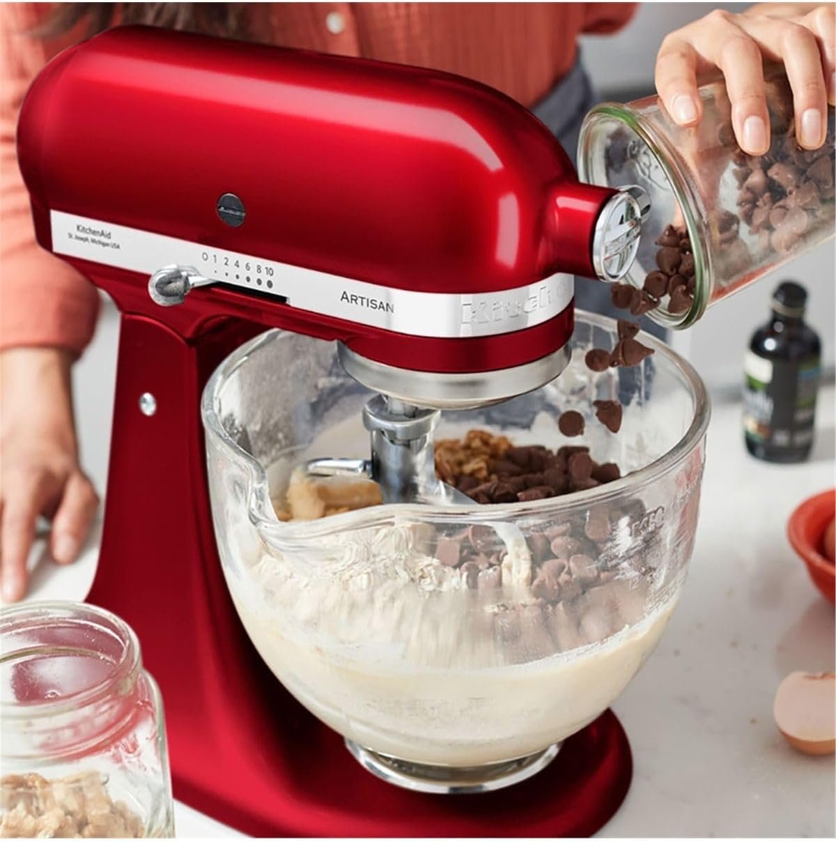 KitchenAid Artisan 5KSM185PS Küchenmaschine 4,8 L mit Planetenrührwerk, 10 Stufen, Liebesapfelrot – Bild 4