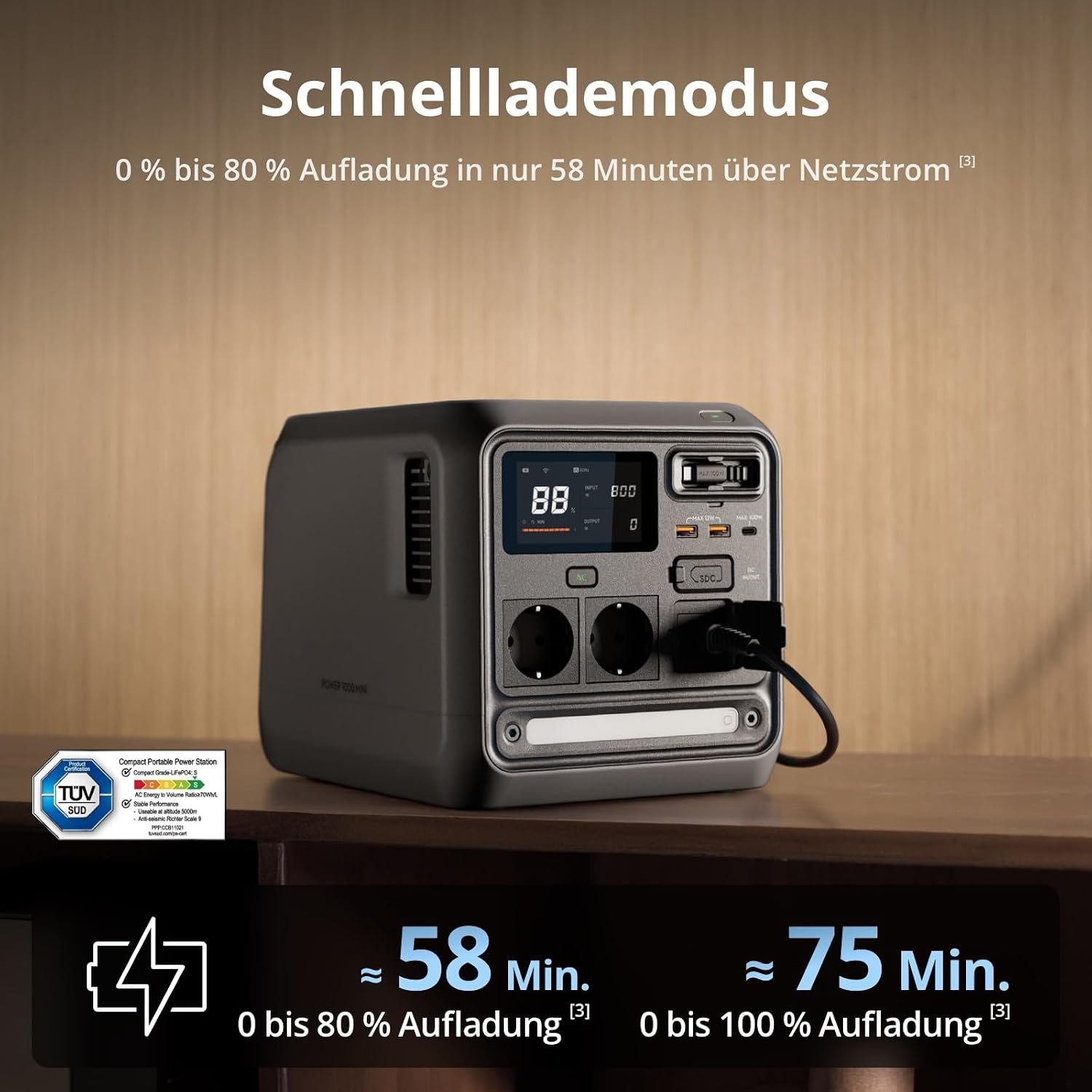 DJI Power 1000 Mini Tragbare Powerstation 1008 Wh, 1000 W, LFP-Akku, Schwarz – Bild 5