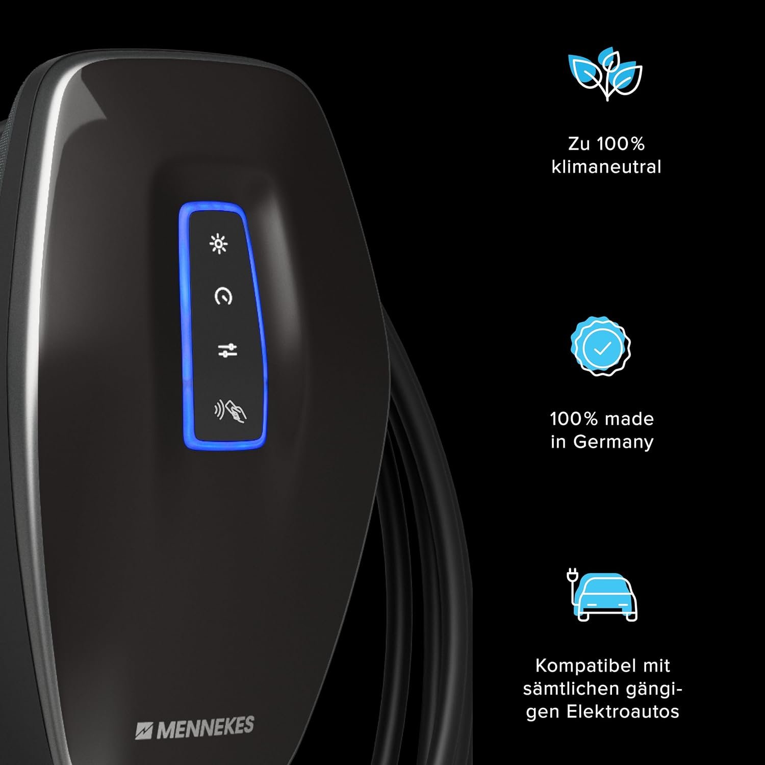 Mennekes AMTRON 4You 310 Wallbox 11 kW, Typ 2, 7,5 m Kabel, RFID, PV-Laden, Schwarz – Bild 9