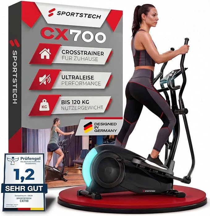 Sportstech CX700 Crosstrainer 24 kg Schwungmasse, 24 Widerstandsstufen, Bluetooth, Schwarz – Bild 10