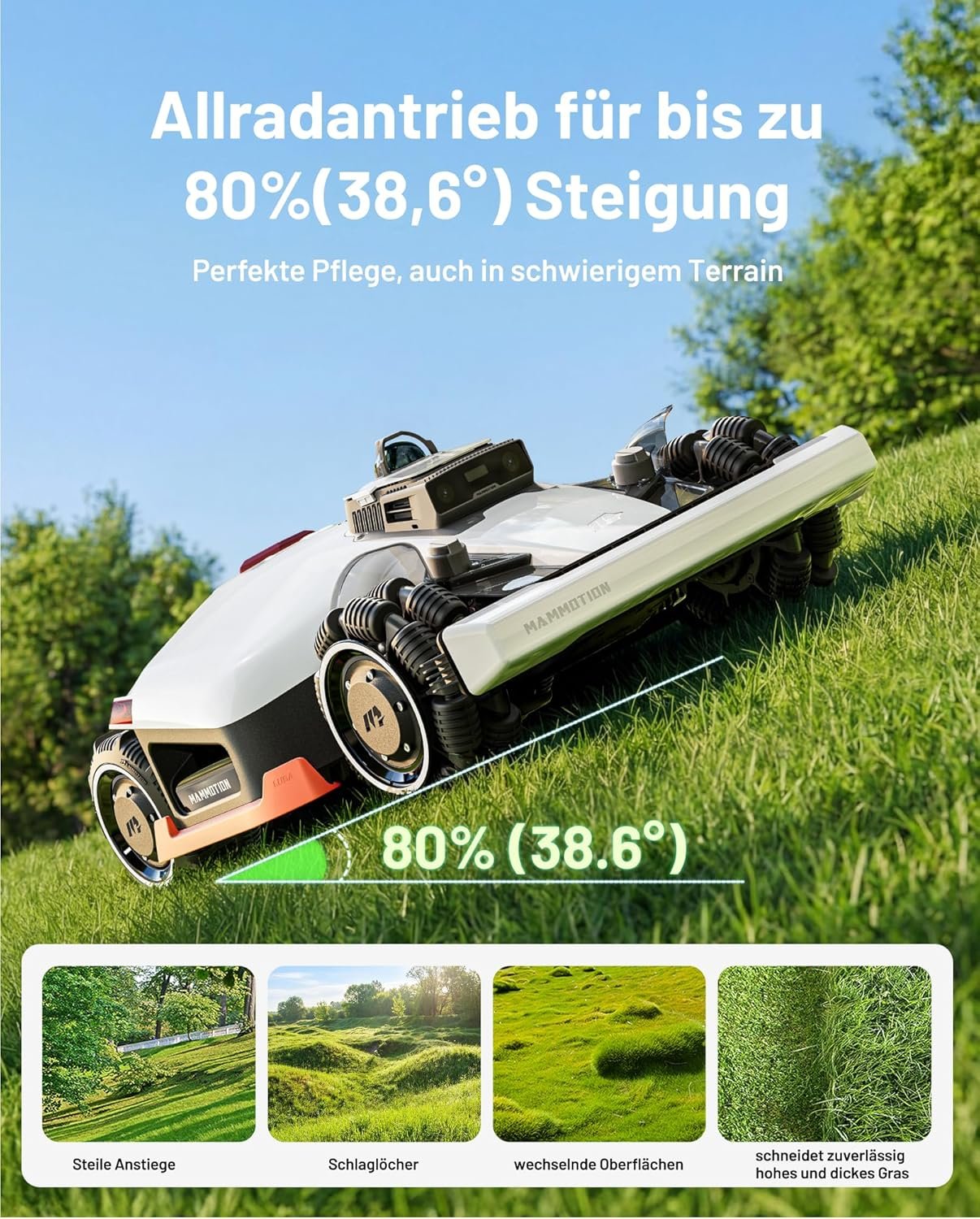 MAMMOTION LUBA 3 AWD 3000 Mähroboter ohne Begrenzungskabel für 3.000 m² – Bild 4