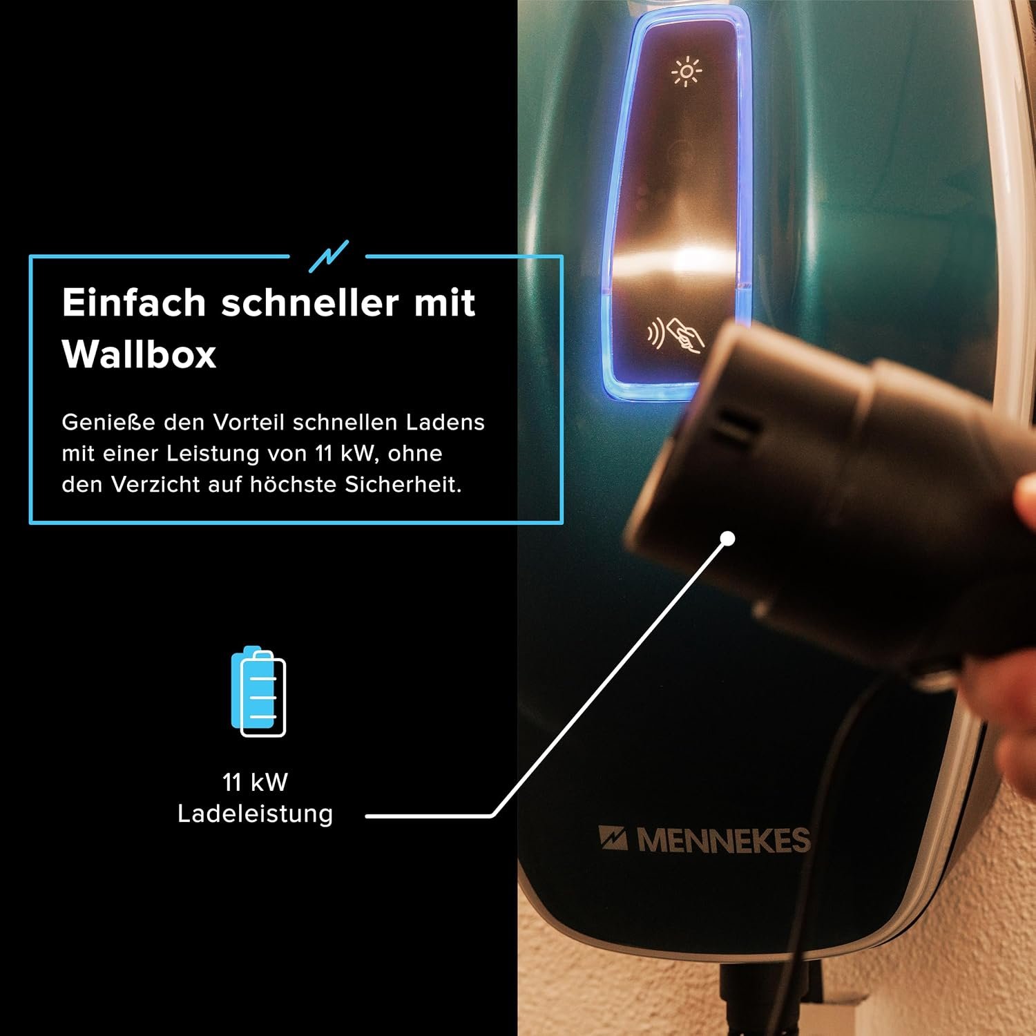 Mennekes AMTRON 4You 310 Wallbox 11 kW, Typ 2, 7,5 m Kabel, RFID, PV-Laden, Schwarz – Bild 7