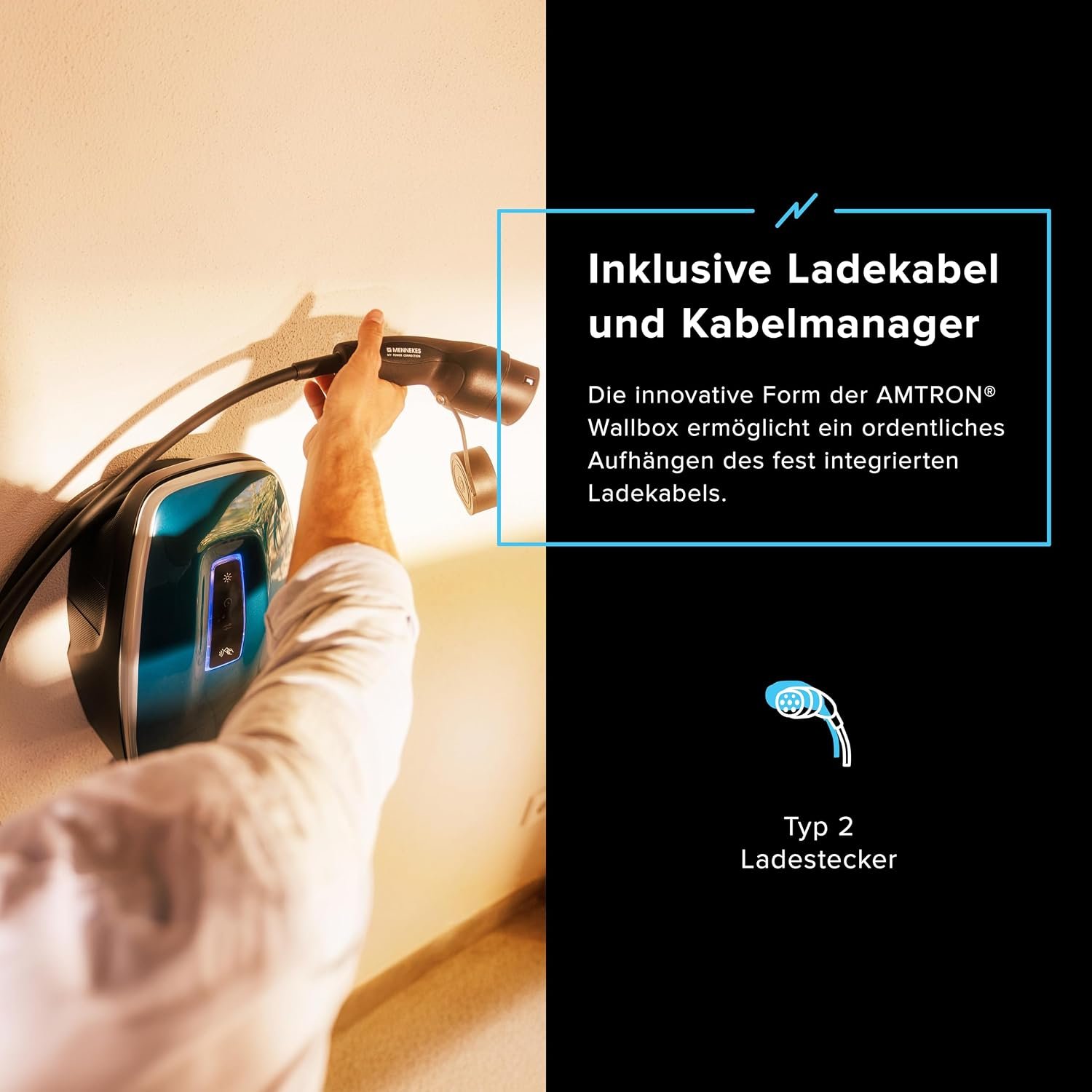 Mennekes AMTRON 4You 310 Wallbox 11 kW, Typ 2, 7,5 m Kabel, RFID, PV-Laden, Schwarz – Bild 8