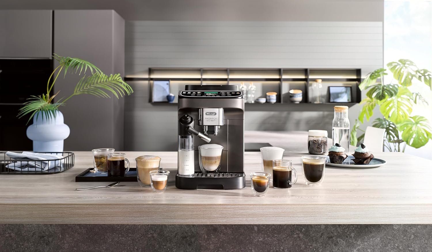 De’Longhi Magnifica Evo Next ECAM312.80.TB Kaffeevollautomat mit LatteCrema Milchsystem, 13 Getränke, Titan – Bild 10