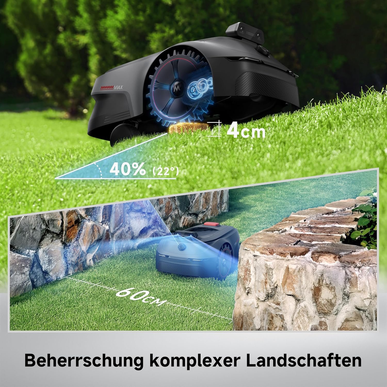 MOVA ViAX 500 Mähroboter ohne Begrenzungskabel – LiDAR & KI-Kamera, bis 600 m² – Bild 5