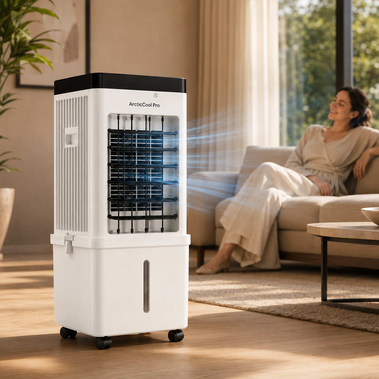ArcticCool Pro Mobiler Luftkühler ohne Abluftschlauch, 15 L Tank, Eiskühlung, 3-in-1 mit Fernbedienung