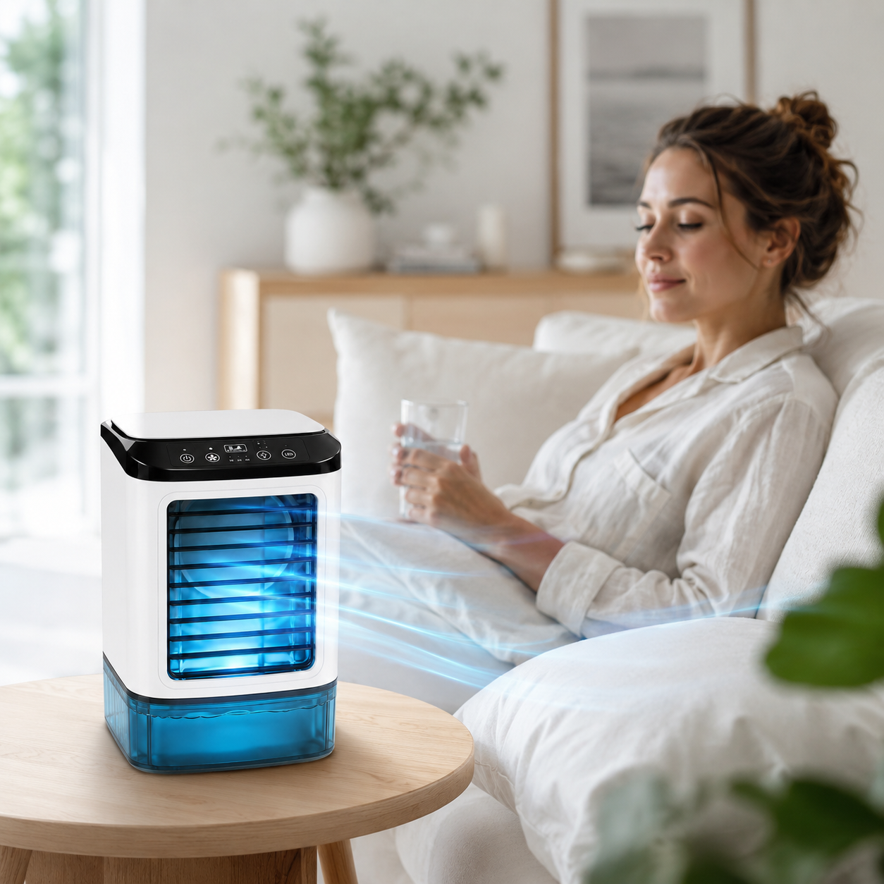 CoolCube Mini-Klimaanlage mit Wasserkühlung, 1200 ml Tank, 3-in-1 Luftkühler USB, leise