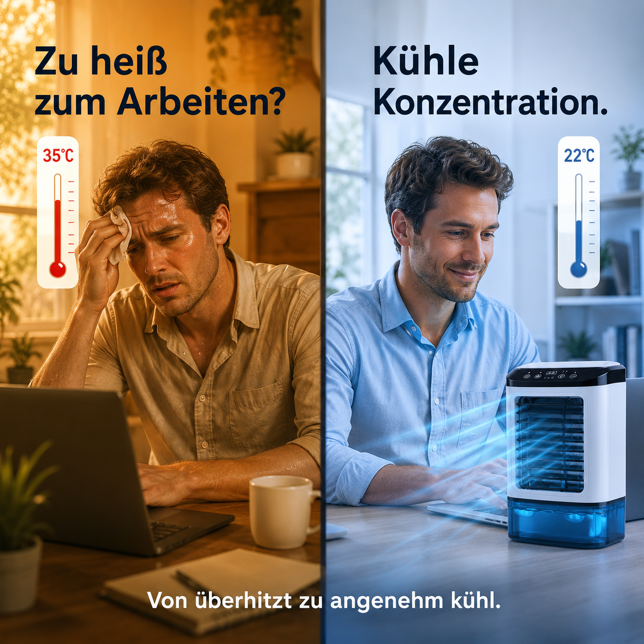 CoolCube Mini-Klimaanlage mit Wasserkühlung, 1200 ml Tank, 3-in-1 Luftkühler USB, leise – Bild 3