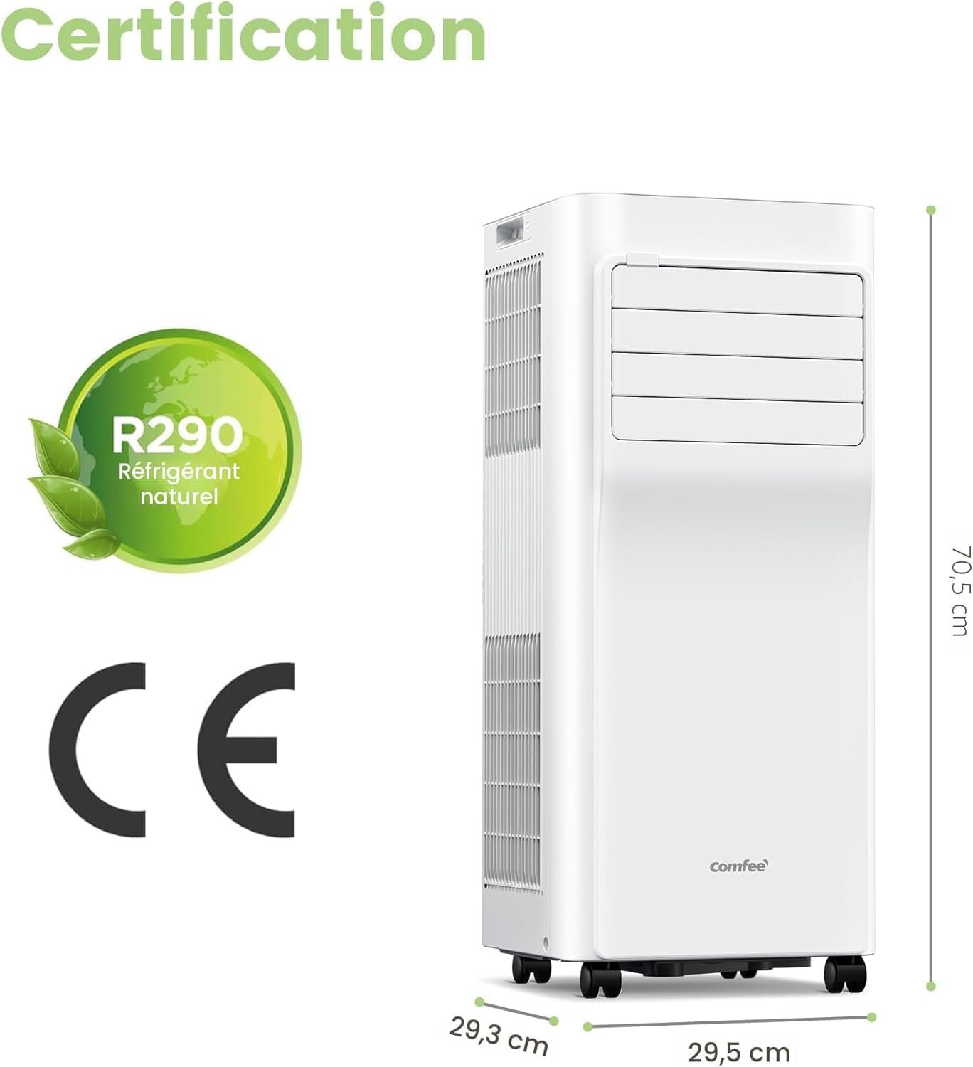Comfee Breezy Cool 2.6 Mobile Klimaanlage 9000 BTU mit WLAN, App & Alexa, R290, Weiß, bis 33 m² – Bild 5
