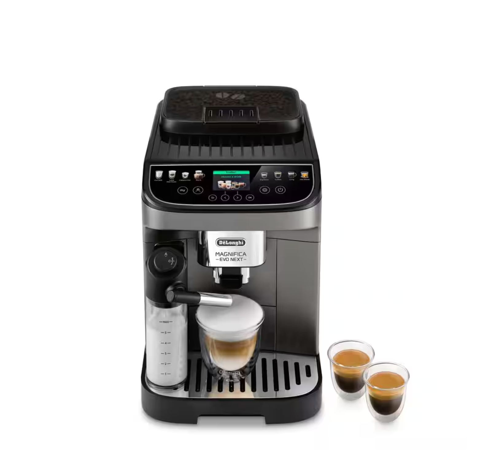 De’Longhi Magnifica Evo Next ECAM312.80.TB Kaffeevollautomat mit LatteCrema Milchsystem, 13 Getränke, Titan