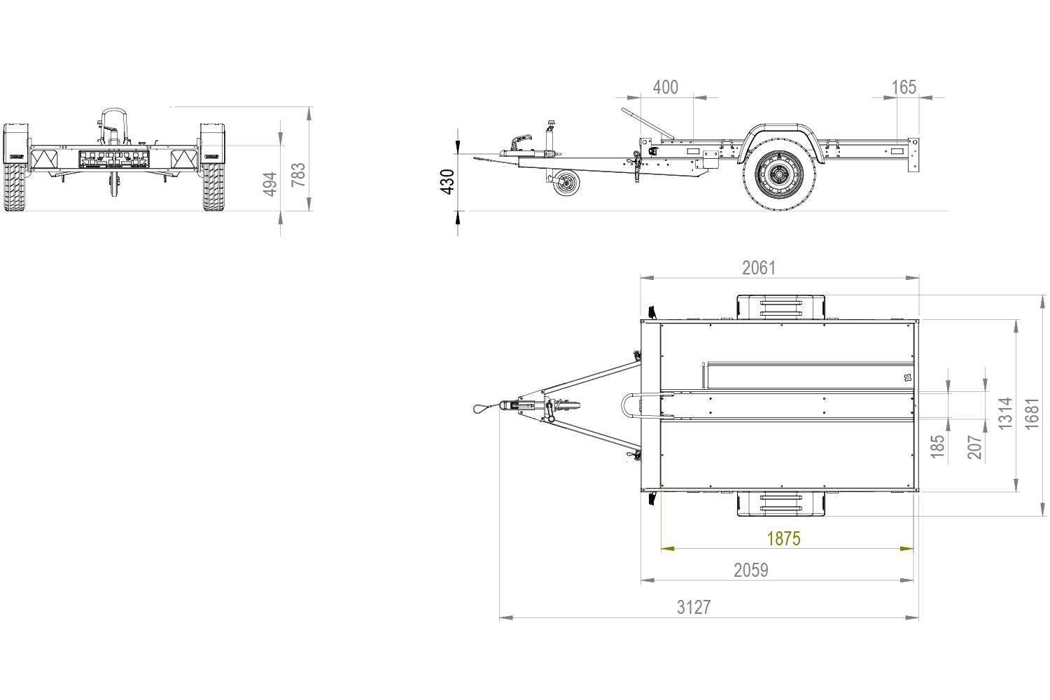 UNITRAILER Moto 1/R – Anhänger 2200×1303 mm, 750 kg zGG – Bild 3