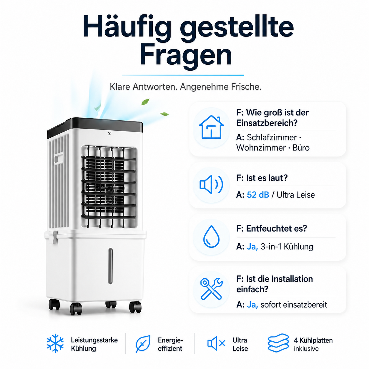 ArcticCool Pro Mobiler Luftkühler ohne Abluftschlauch, 15 L Tank, Eiskühlung, 3-in-1 mit Fernbedienung – Bild 8