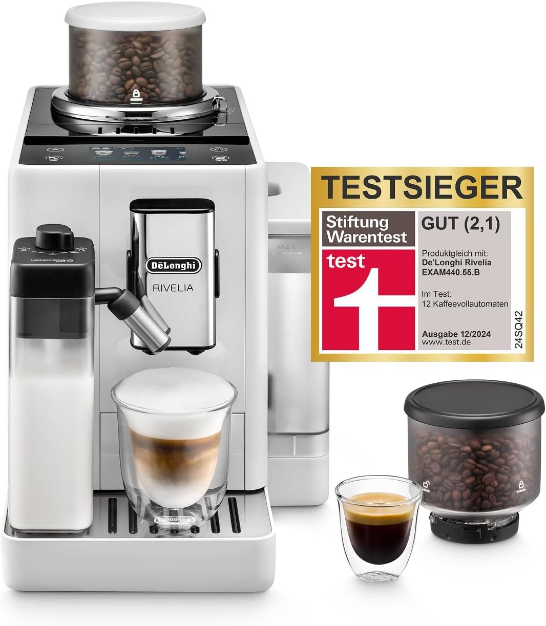 De’Longhi Rivelia Kaffeevollautomat 16 Getränke Weiß