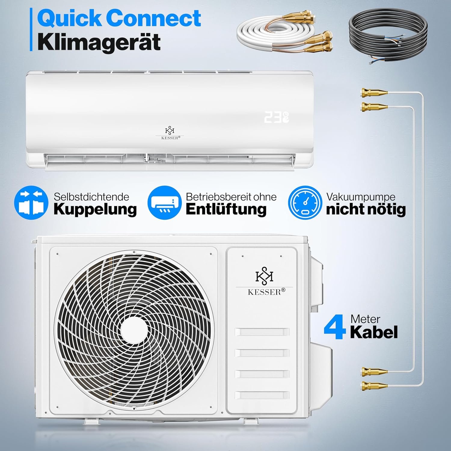 KESSER Split-Klimaanlage Set Quick Connect mit WiFi – Bild 2