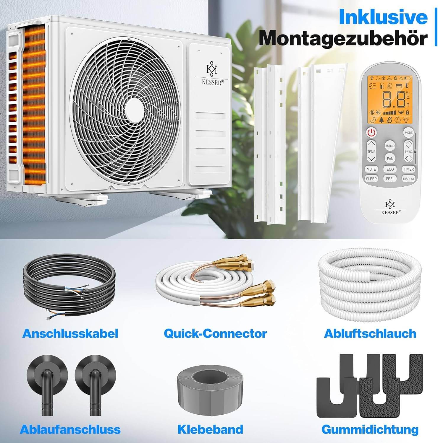 KESSER Split-Klimaanlage Set Quick Connect mit WiFi – Bild 5