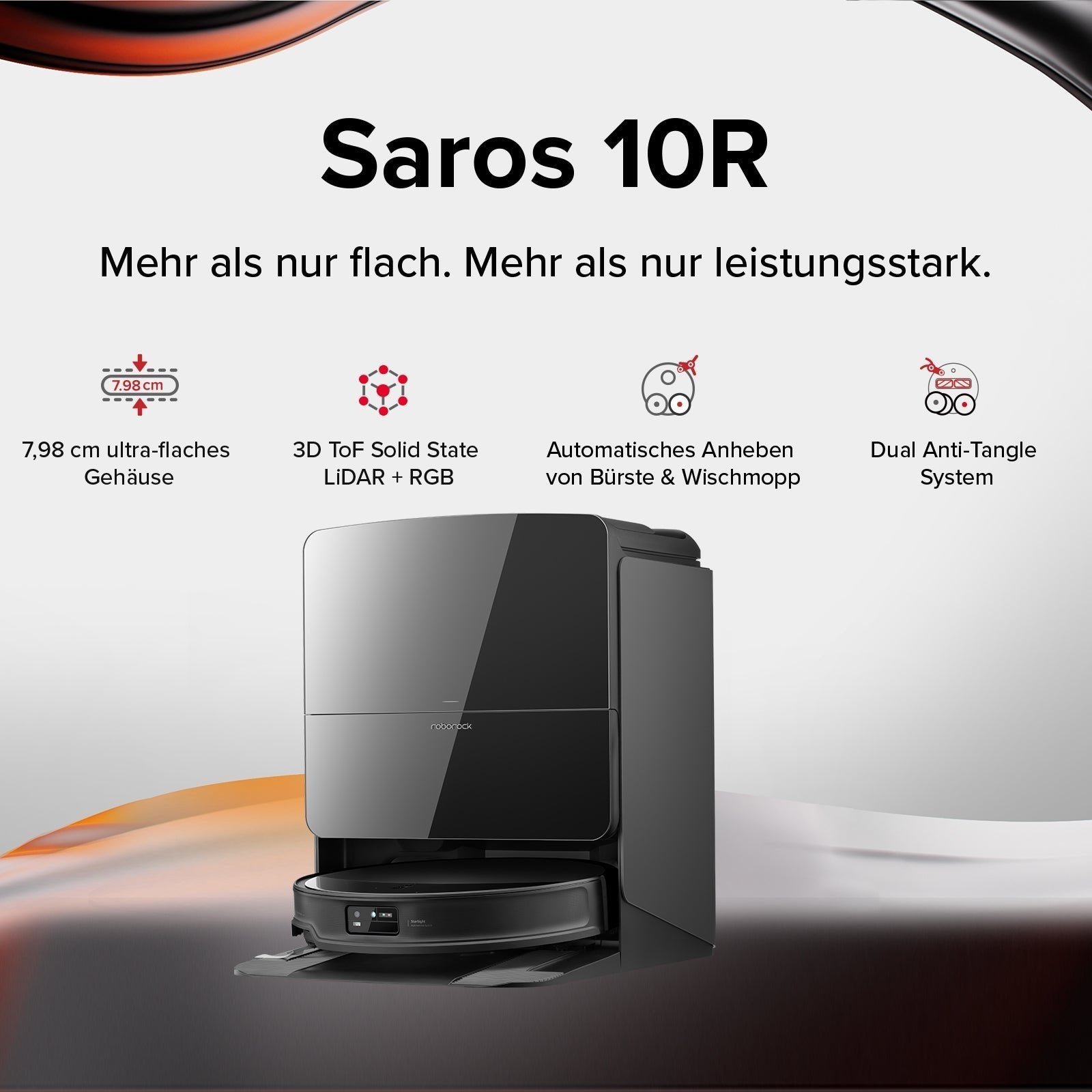 Roborock Saros 10R Saug- und Wischroboter mit Station – Schwarz – Bild 3